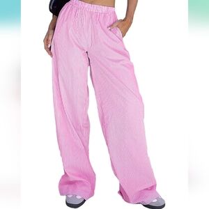 Y2K Pink And White Striped Lounge Pants